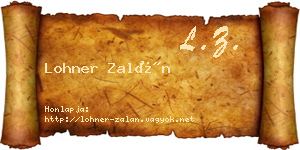 Lohner Zalán névjegykártya
